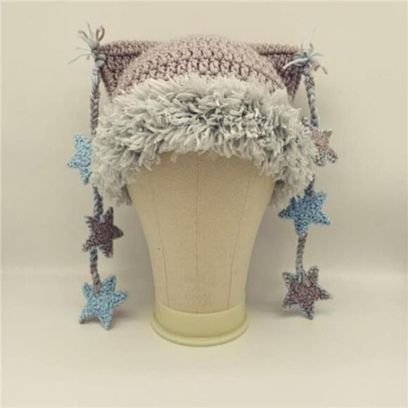 Y2K Cat Beanie Knit Hat Grunge Crochet Goth Beanie for Women Soft Stretchy - Picture 7 of 8